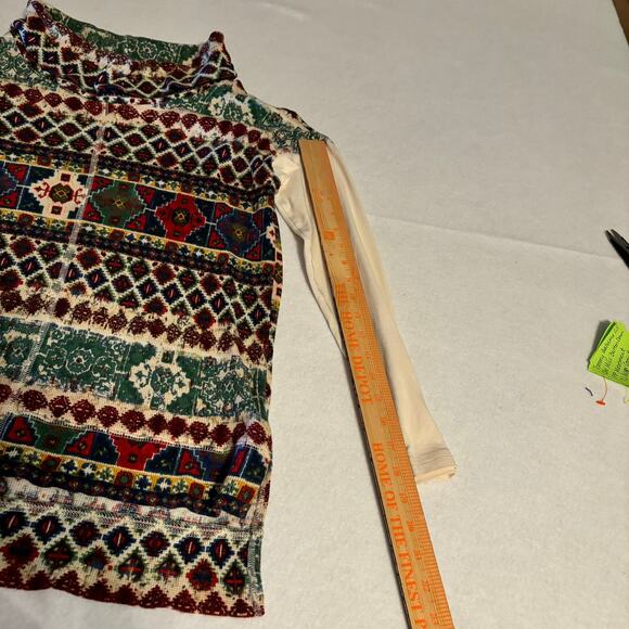 Vtg Chaps Womens Sweater Mock Neck Multicolor Geometric Knit Size Small - Picture 4 of 7